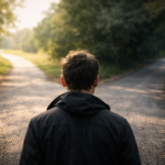 ragazzo ad un bivio per rappresentare l'indecisione su come iniziare nell'attivit&agrave; di network marketing
