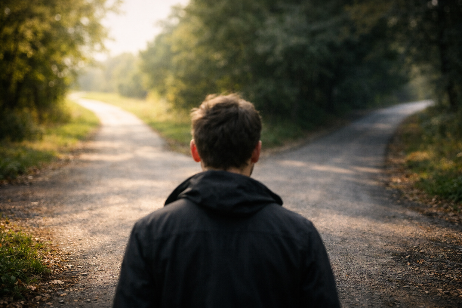 ragazzo ad un bivio per rappresentare l'indecisione su come iniziare nell'attivit&agrave; di network marketing